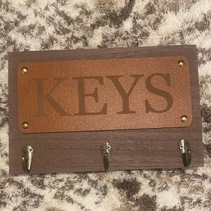 Brown and Tan Key Holder Wall Decor